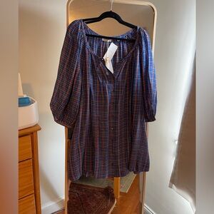Doen jullien dress. Azure French plaid. size m brand new with tags. Never worn.